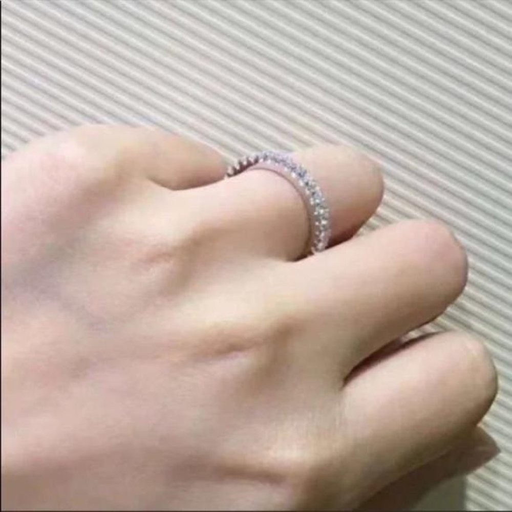 NEW FULL ETERNITY 925 STERLING SILVER DIAMOND BAND RING, CUTE RING, SHINY RING. - Picture 3 of 5